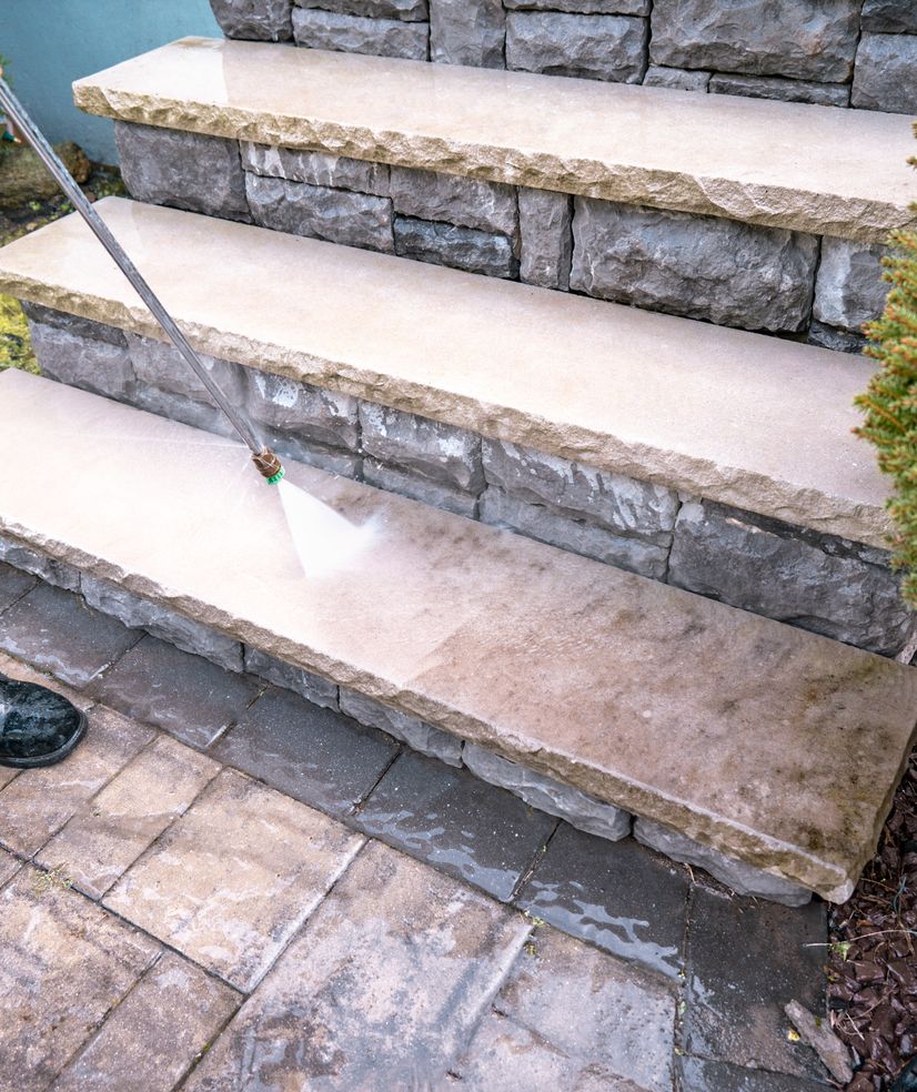 Pressure washing steps