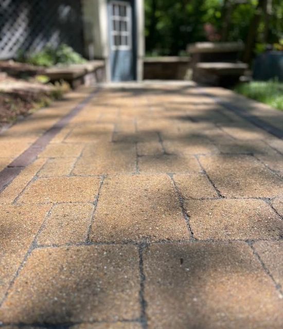 Patio
pavers before restoration