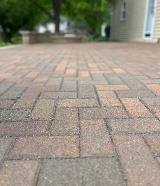 Herringbone pavers after restoration